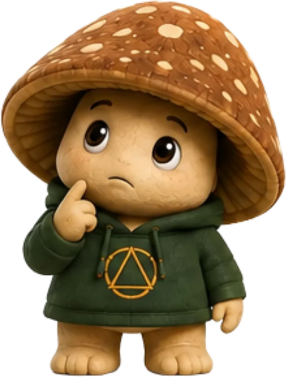 Shumi, the Urban Alchemist mushroom character, thinking: the Clarity shelf of Lion's Mane and nootropics